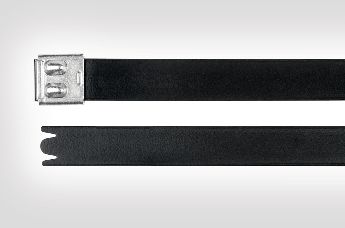 A abraçadeira MBT-FC é uma abraçadeira de aço inoxidável revestida com bordas lisas.